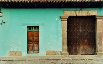 front of a building in Antigua, Guatemala