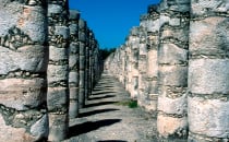 "Columns in the Temple of a Thousand Warriors " in Chichén Itzá