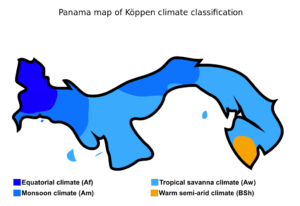 Panama map of Köppen climate classification