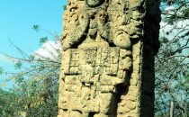 Stele on the way to the ruins of Copán, Honduras