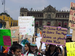 Protest gegen das "Tren Maya" Projekt in Mexico City